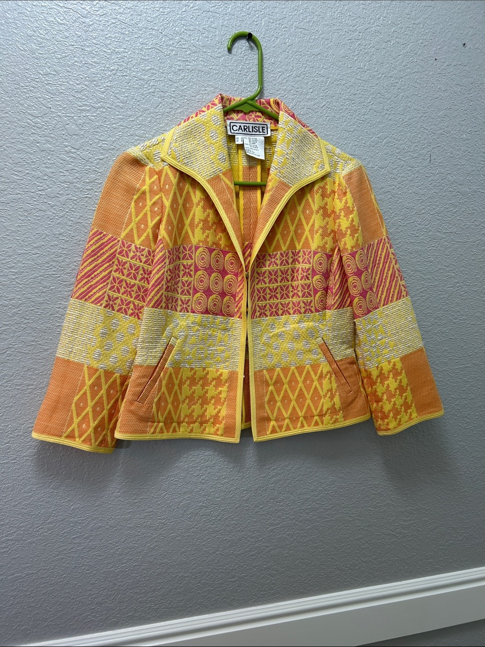 Vintage Carlisle Yellow and Orange Patchwork jacket - Picture 2 of 14